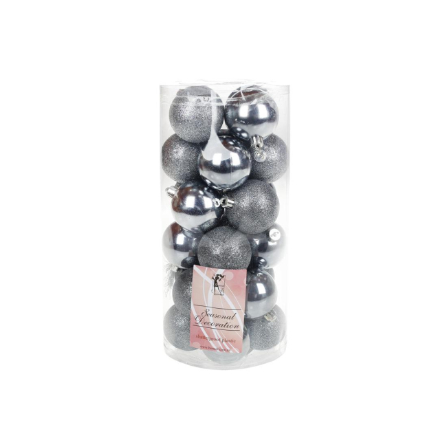 Аксессуары для праздников - Набор новогодних шаров BonaDi пластик 24 шт D 6 см Серебристый (147-874) (MR62535)