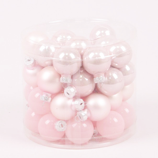 Аксесуари для свят - Кульки скляні Flora D 3 см 45 шт Світло-рожевий (44554) (MR62910)