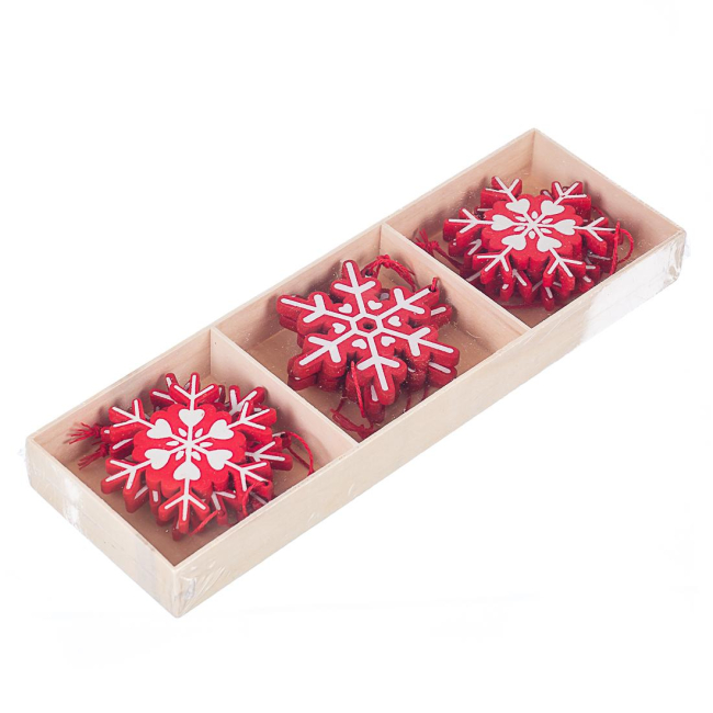 Аксесуари для свят - Набір іграшок Elisey Сніжинки 6 см Червоний з білим (0450j) (MR61995)