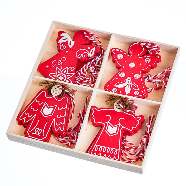 Аксессуары для праздников - Набор игрушек Elisey Ангелочки 6 см Красный с белым (0447j) (MR62008)