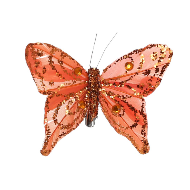 Аксесуари для свят - Декоративний метелик на кліпсі BonaDi 5 см Помаранчевий (117-888) (MR62145)