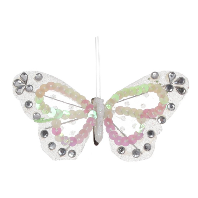 Аксесуари для свят - Декоративний метелик на кліпсі BonaDi Білий 11 см Білий (117-902) (MR62173)