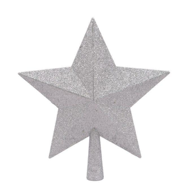 Аксессуары для праздников - Верхушка пластиковая на елку Flora Звезда H-25 см Серебряный (75855) (MR59710)
