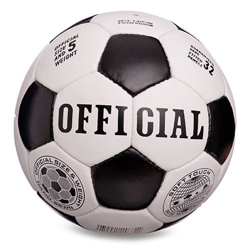 Спортивні активні ігри - М'яч футбольний Official FB-6590 FDSO №5 Біло-чорний (57508076) (643709476)