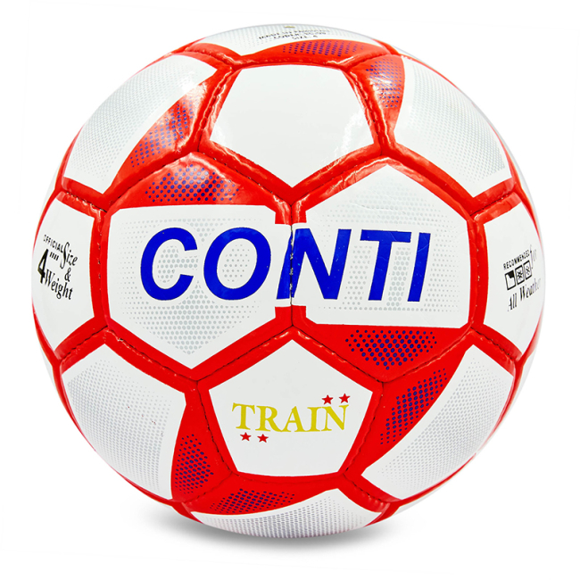 Спортивные активные игры - Мяч футбольный Conti EC-08 Ballonstar №4 Бело-красный (57566035) (2261999871)