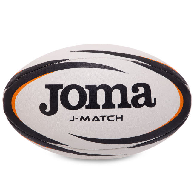 Спортивные активные игры - Мяч для регби Joma J-MATCH 400742-201 №5 Черный-белый-оранжевый (400742-201_Черный-белый-оранжевый)