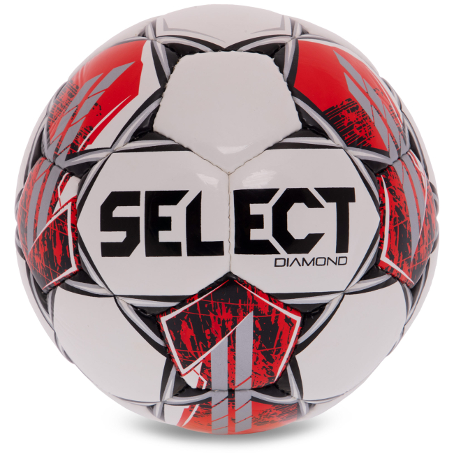 Спортивные активные игры - Мяч футбольный SELECT DIAMOND V23 №4 Белый-красный (DIAMOND-WR_Белый-красный)