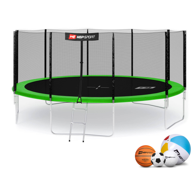 Ігрові комплекси, гойдалки, гірки - Батут Hop-Sport 16ft 488cm зелений із зовнішньою сіткою (181)