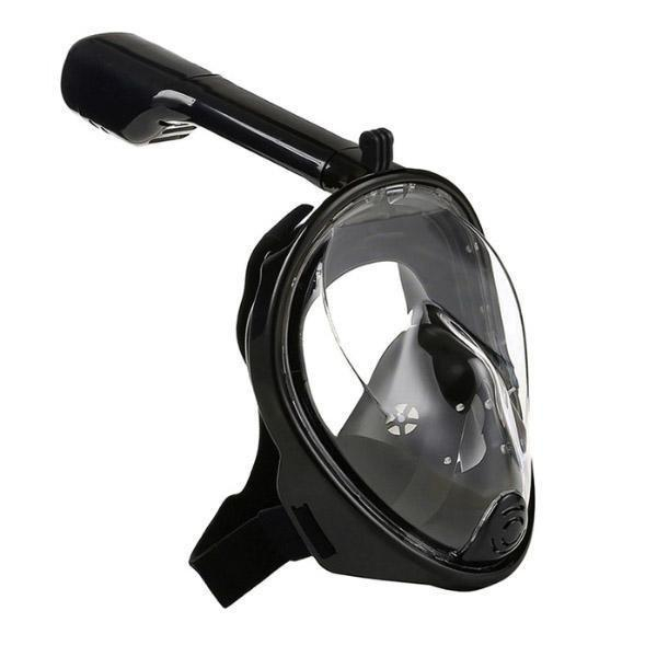 Для пляжа и плавания - Полнолицевая панорамная маска для плавания Easy Breath M2068G с креплением для камеры S/M Черная (258475)