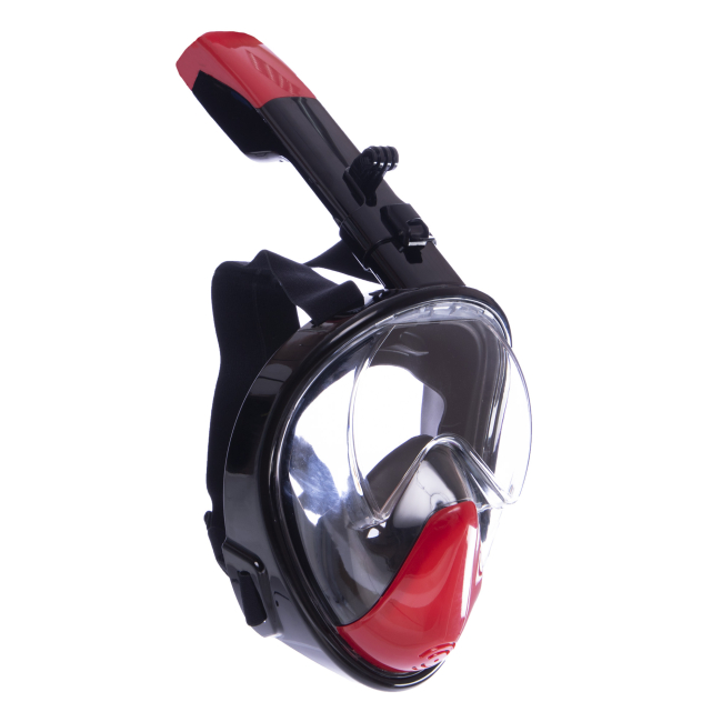 Для пляжу і плавання - Маска для снорклінгу з диханням через ніс Swim One F-118 (силікон, пластик, р-р L-XL) Чорний-червоний (PT0841)