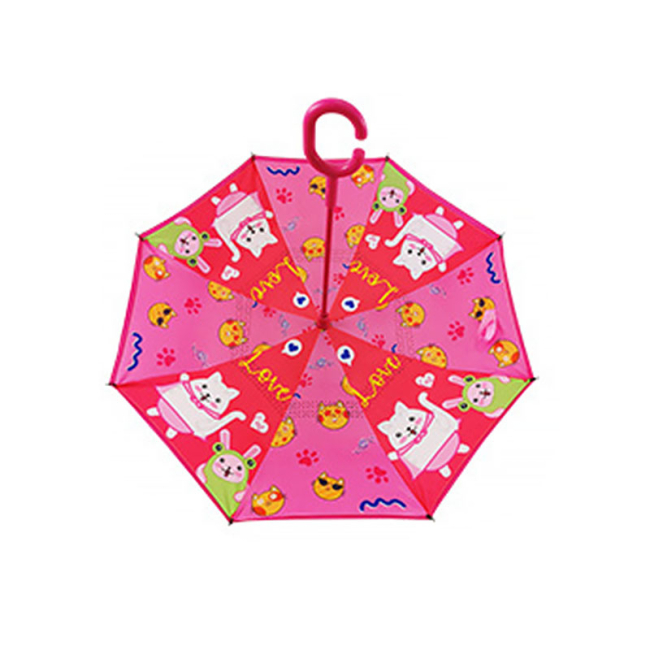 Зонты и дождевики - Детский зонт наоборот обратного сложения Up-Brella Lucky Cat-Rose Red (6950-25143a)