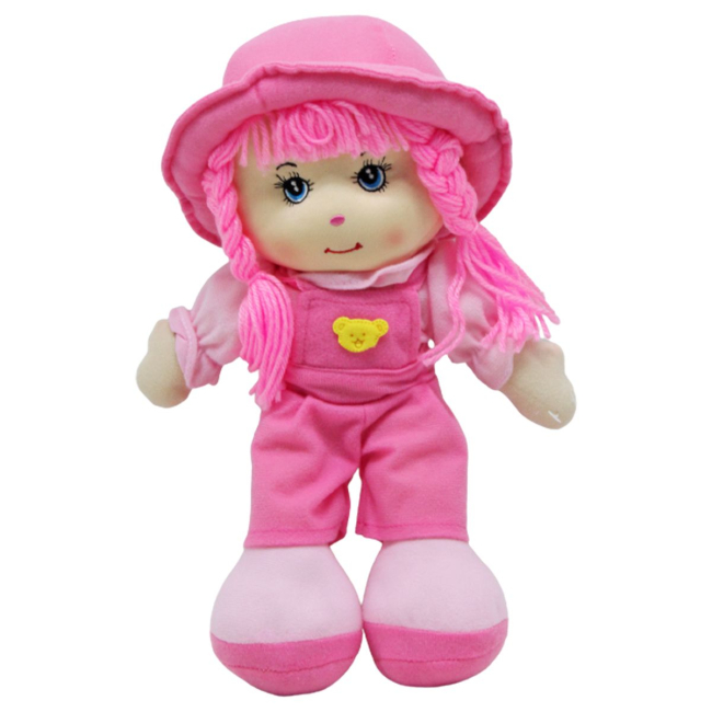 Куклы - Мягкая кукла Девочка в комбинезоне MiC розовая (R0614) (209856)