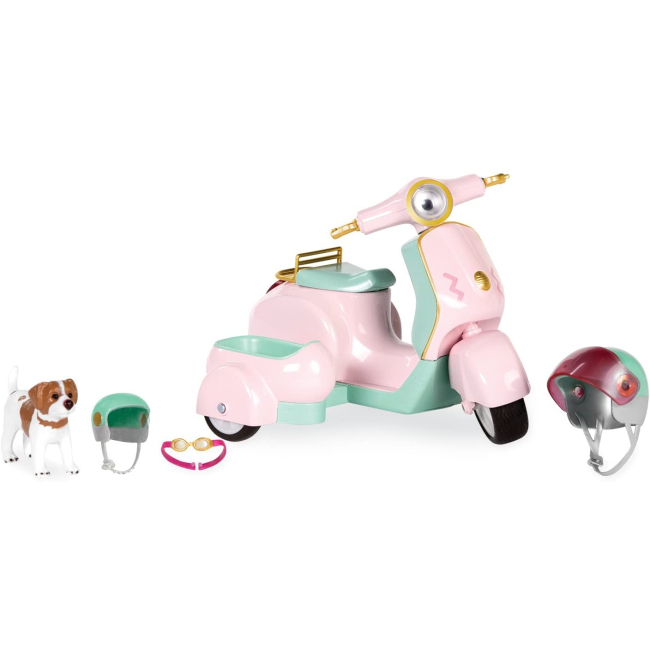 Транспорт і улюбленці - Транспорт для ляльок Lori Скутер з коляскою та собачкою (LO37034Z)