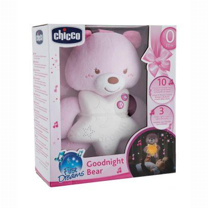 Ночники, проекторы - Игрушка-подвеска ночник Медвежонок розовый Chicco IR44262