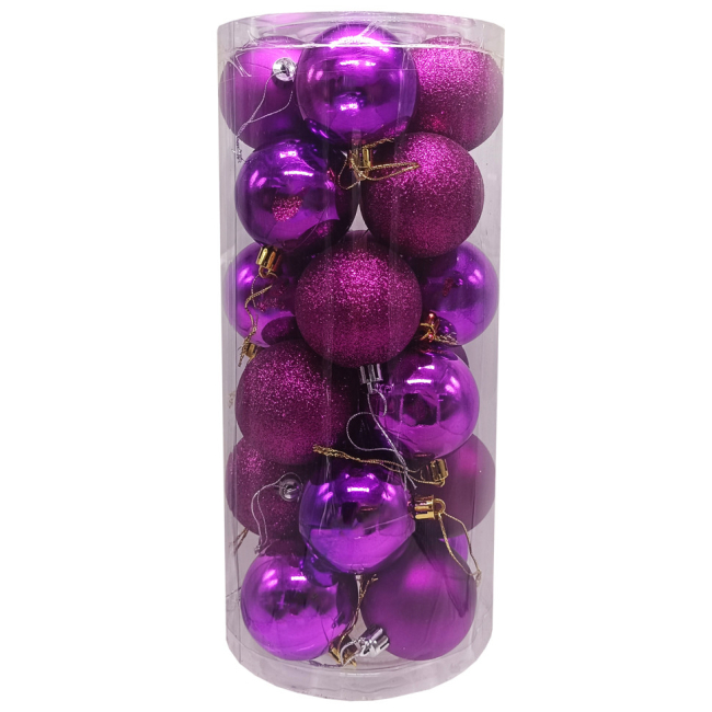 Аксессуары для праздников - Набор елочных игрушек "Шары" Bambi 6279-1 24 шт Фиолетовый (63668s76512)