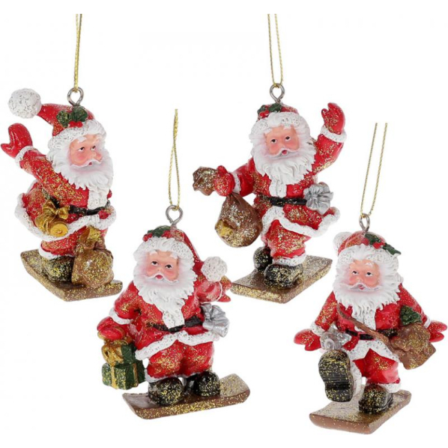 Аксесуари для свят - Підвісні фігурки Santa on a Snowboard BonaDi DP186315