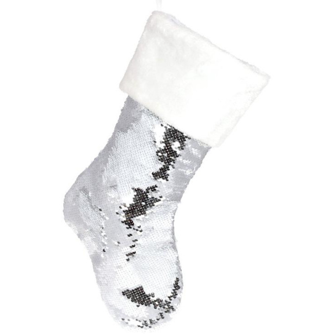 Аксесуари для свят - Декоративний носок для подарунків Сріблястий з паєтками Bona DP69570
