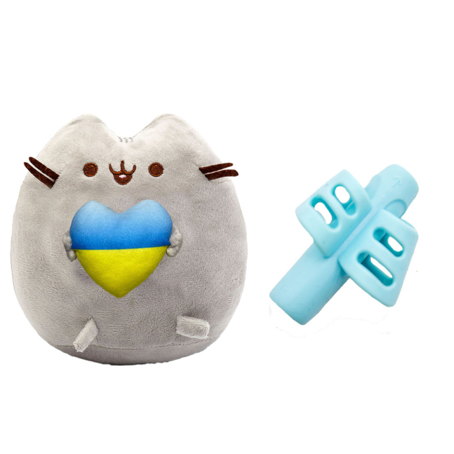 Мягкие животные - Мягкая игрушка 2Life Пушин кэт с сердцем 25 см и Силиконовая насадка для коррекции письма Голубая (vol-10387)