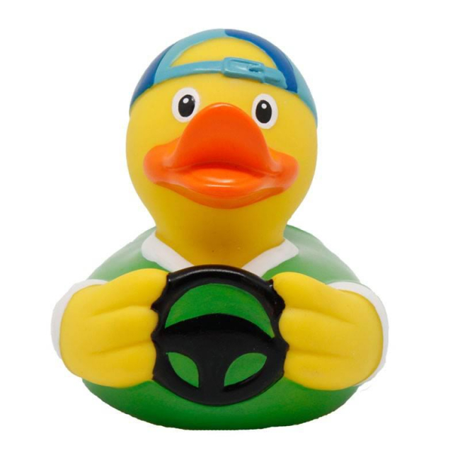 Іграшки для ванни - Каченя гумове LiLaLu FunnyDucks Автомобіліст L1826