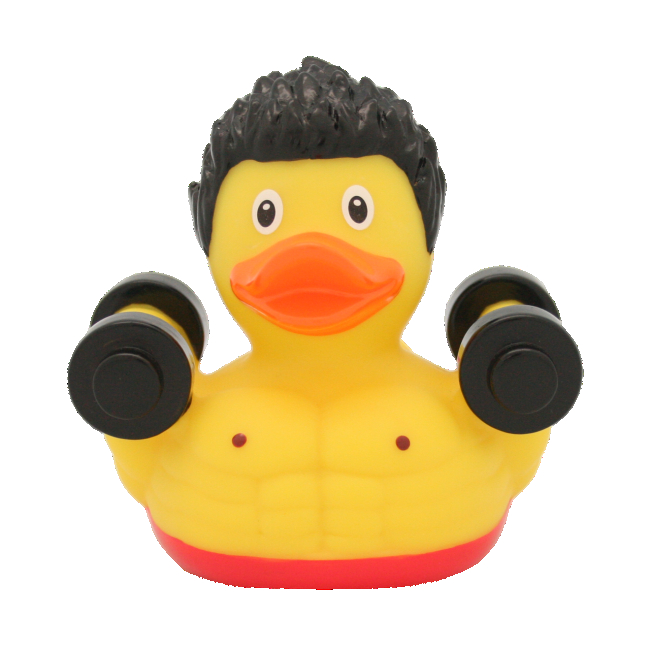 Іграшки для ванни - Каченя гумове LiLaLu FunnyDucks Качка бодібілдер L2098