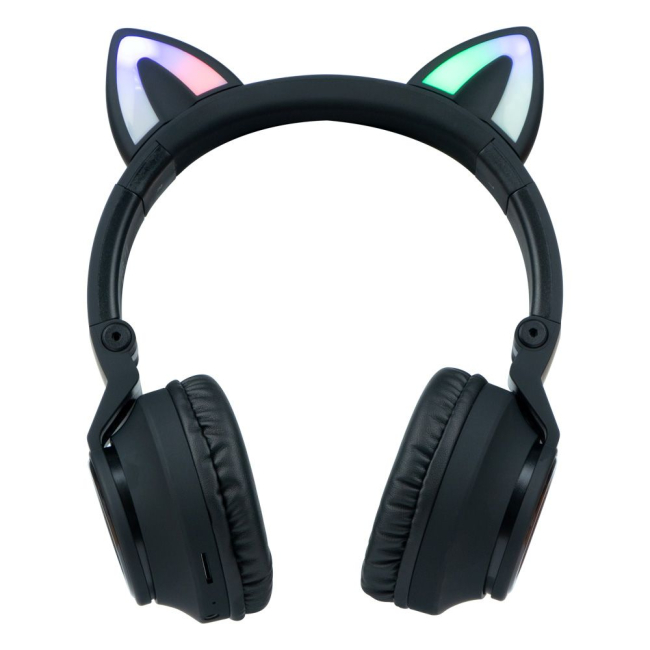 Портативні колонки та навушники - Бездротові навушники Borofone BO18 Cat ear BT 5.0, батарея 400mAh /7 годин дзвінків та музики Чорний (28705_1997356)
