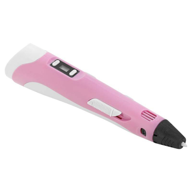 3D-ручки - 3D ручка з LCD дисплеєм 3DPen Hot Draw 3 Pink+Досточка+Ножиці+Комплект еко пластику для малювання 209 метрів (245480947/18)