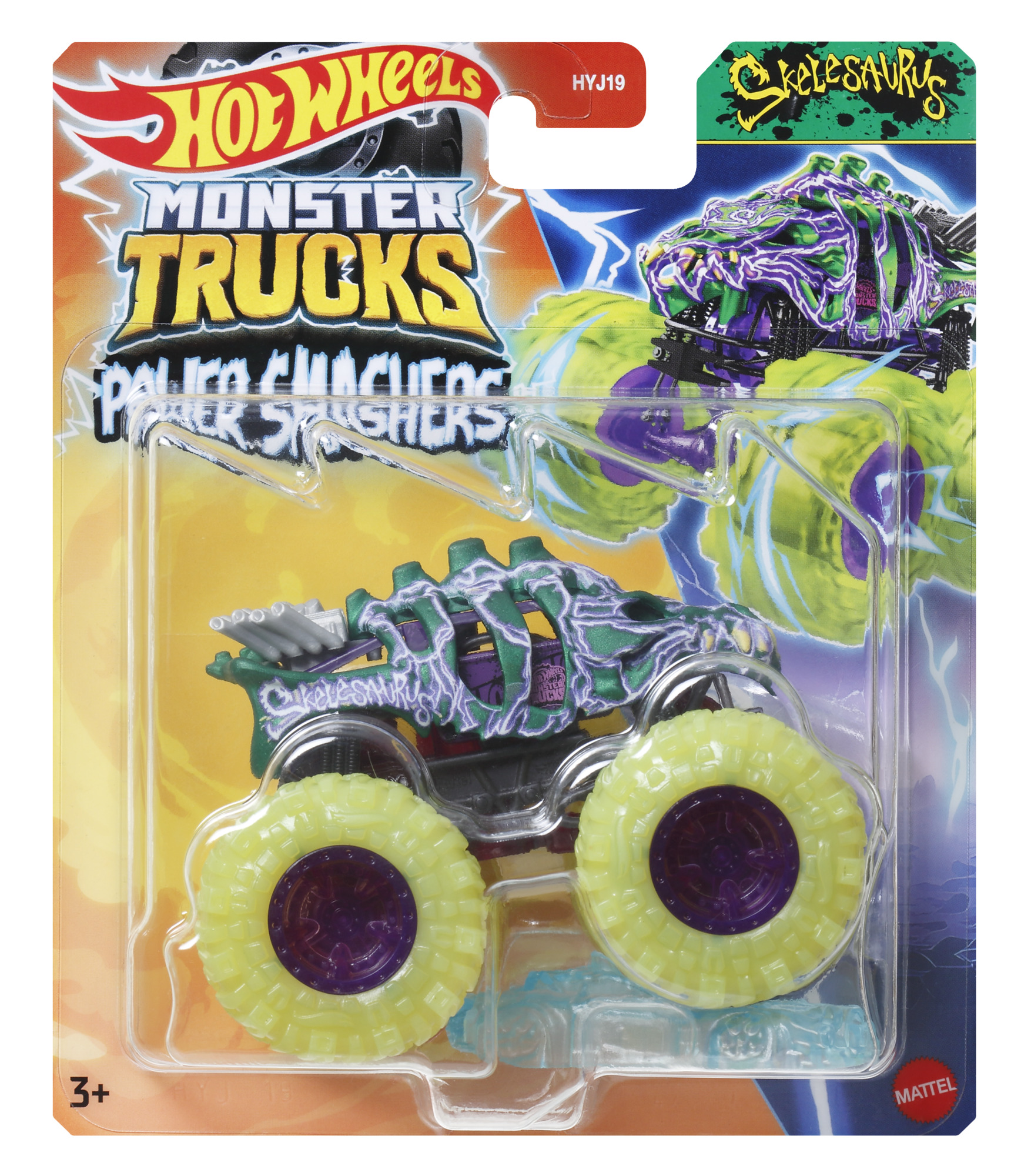 Автомодель Hot Wheels Monster Trucks Power smashers Skelesaurus