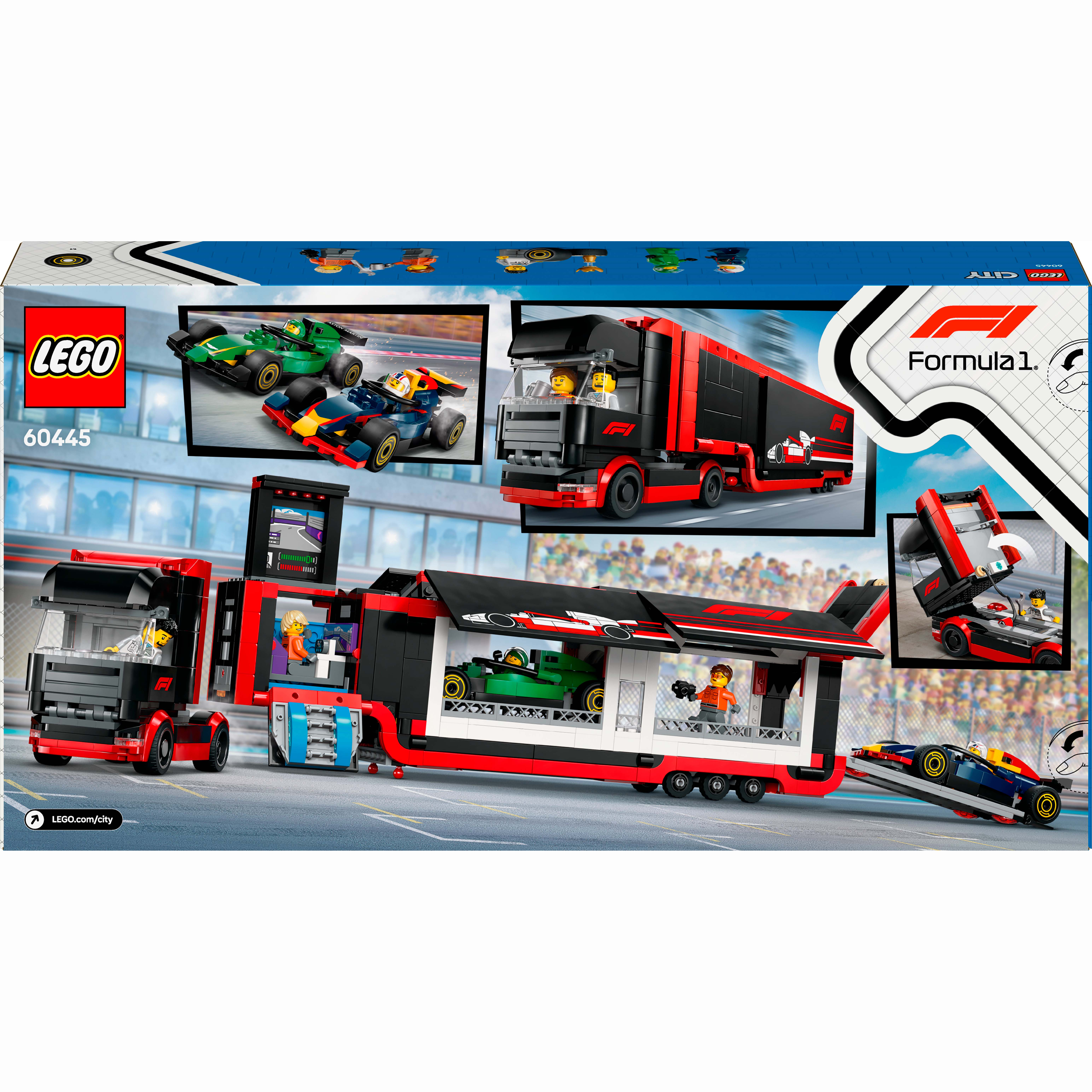 Конструктор LEGO City Вантажівка F1 з автомобілями RB20 та AMR24
