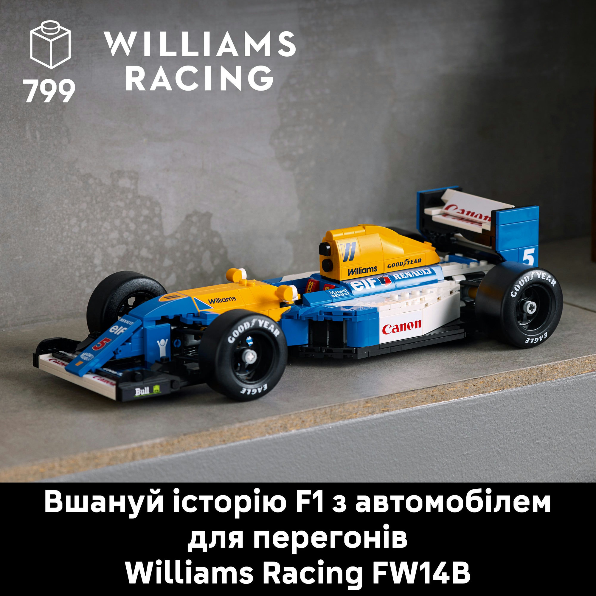 Конструктор LEGO Icons Williams Racing FW14B и Найджел Мэнселл