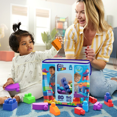 Блочные конструкторы - Конструктор Fisher-Price Mega Bloks голубой 80 деталей (DCH63)#4