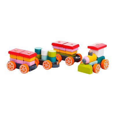 Деревянные игрушки - Деревянный конструктор Cubika Поезд LР-1 (11681)#2
