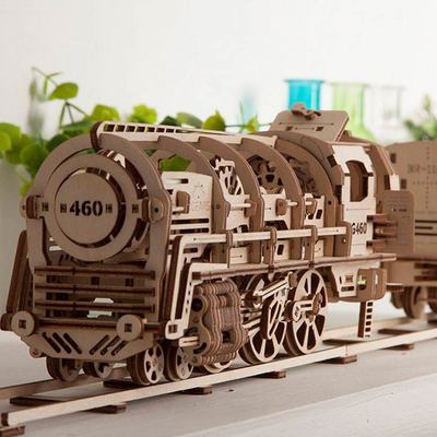 3D-пазлы - Механический 3D пазл Локомотив с тендером Ukrainian Gears (70012)#4