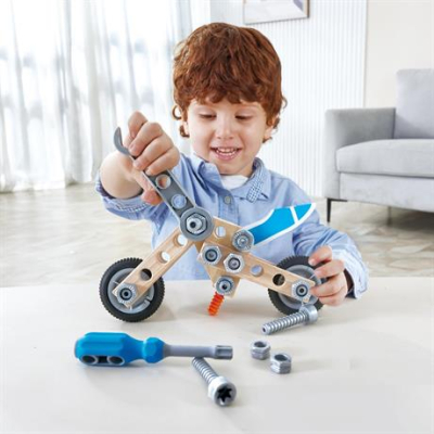 Конструктори з унікальними деталями - Конструктор Hape Мотоцикл 34 елементи (E3037)#5