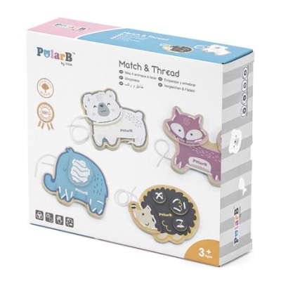 Развивающие игрушки - Деревянная игрушка-шнуровка PolarB Зверушки 4 в 1 (44044)#2