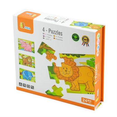 Пазлы - Набор деревянных пазлов Viga Toys Джунгли 4 в 1 (50068)#2