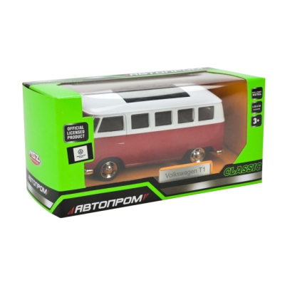 Автомодели - Автомодель Автопром Volkswagen T1 красно-белая (4387/1)#5