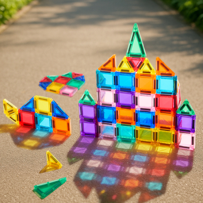 Магнитные конструкторы - Магнитный конструктор Mideer Magnetic tiles mini 42 элемента (MD1665)#3