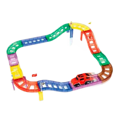 Магнітні конструктори - Магнітний конструктор Dezhi Дорога з машинкою 27 деталей (HD387A)#2