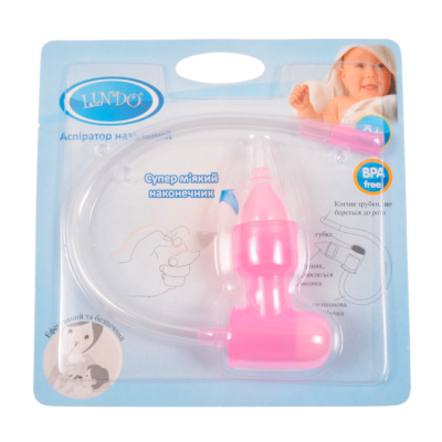 Товары по уходу - Аспиратор для носа Lindo с трубочкой розовый (8850217008205)#2