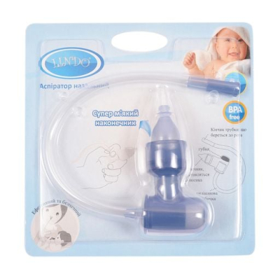 Товари для догляду - Аспіратор для носа Lindo с трубочкою синій (8850217508200)#2