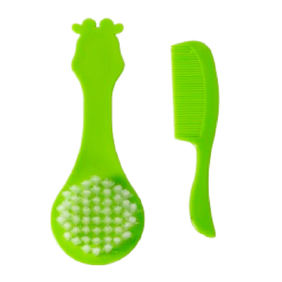 Товари для догляду - Гребінець зі щіткою для волосся Lindo Жираф зелений (8850217006003)#2