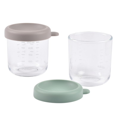 Товары по уходу - Набор контейнеров для хранения Beaba стеклянных зеленый и серый (914011)#2