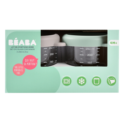Товары по уходу - Набор контейнеров для хранения Beaba стеклянных зеленый и серый (914011)#3