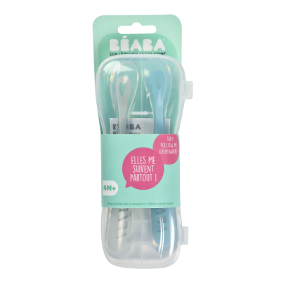 Товары по уходу - Набор ложечек Beaba силиконовых голубая и серая (913468)#3