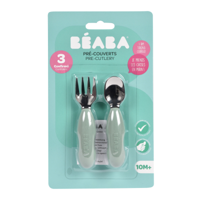 Товари для догляду - Набір столових приборів Beaba ложка та виделка оливковий (913580)#2