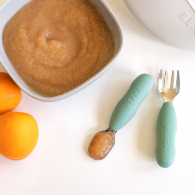 Товари для догляду - Набір столових приборів Beaba ложка та виделка оливковий (913580)#3