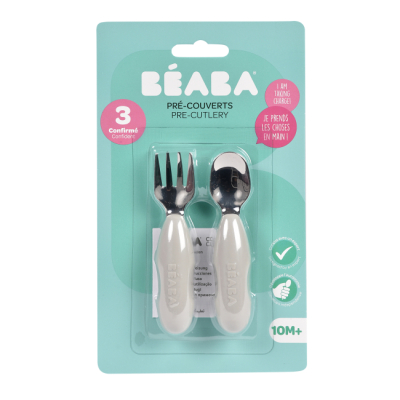 Товари для догляду - Набір столових приборів Beaba ложка та виделка сірий (913581)#2
