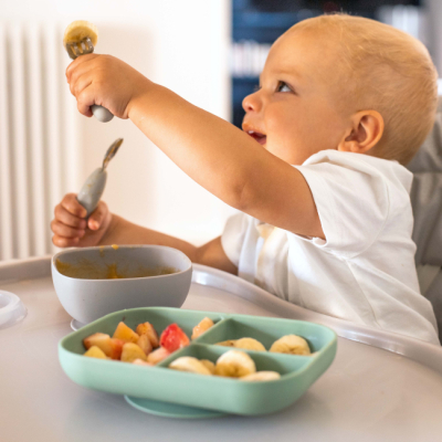 Товари для догляду - Набір столових приборів Beaba ложка та виделка сірий (913581)#3