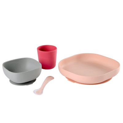 Товари для догляду - Набір посуду Beaba сіро-рожевий (913429)#2