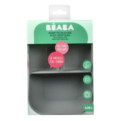 Товары по уходу - Тарелка Beaba силиконовая порционная серая (913548)#2